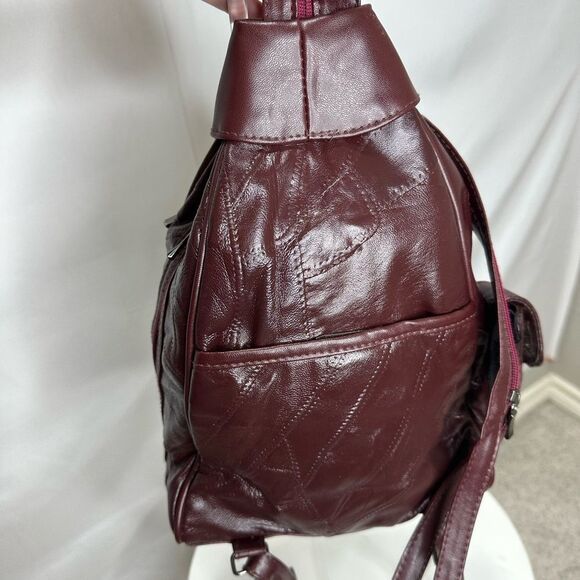 Women’s Brown Burgundy Leather Sling Bag with adjustable straps - Picture 6 of 9